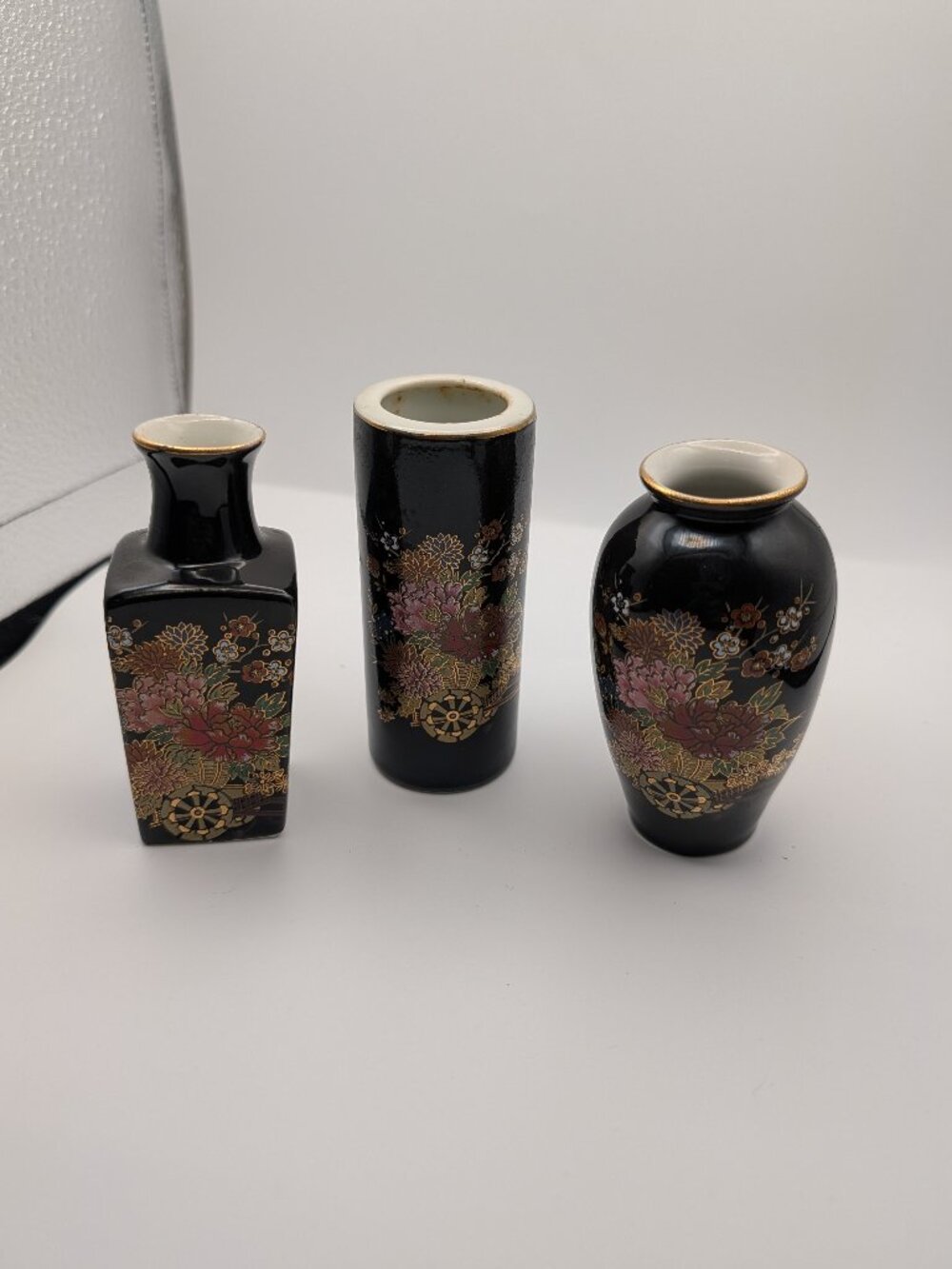 Set of Small Asian Flower Vases